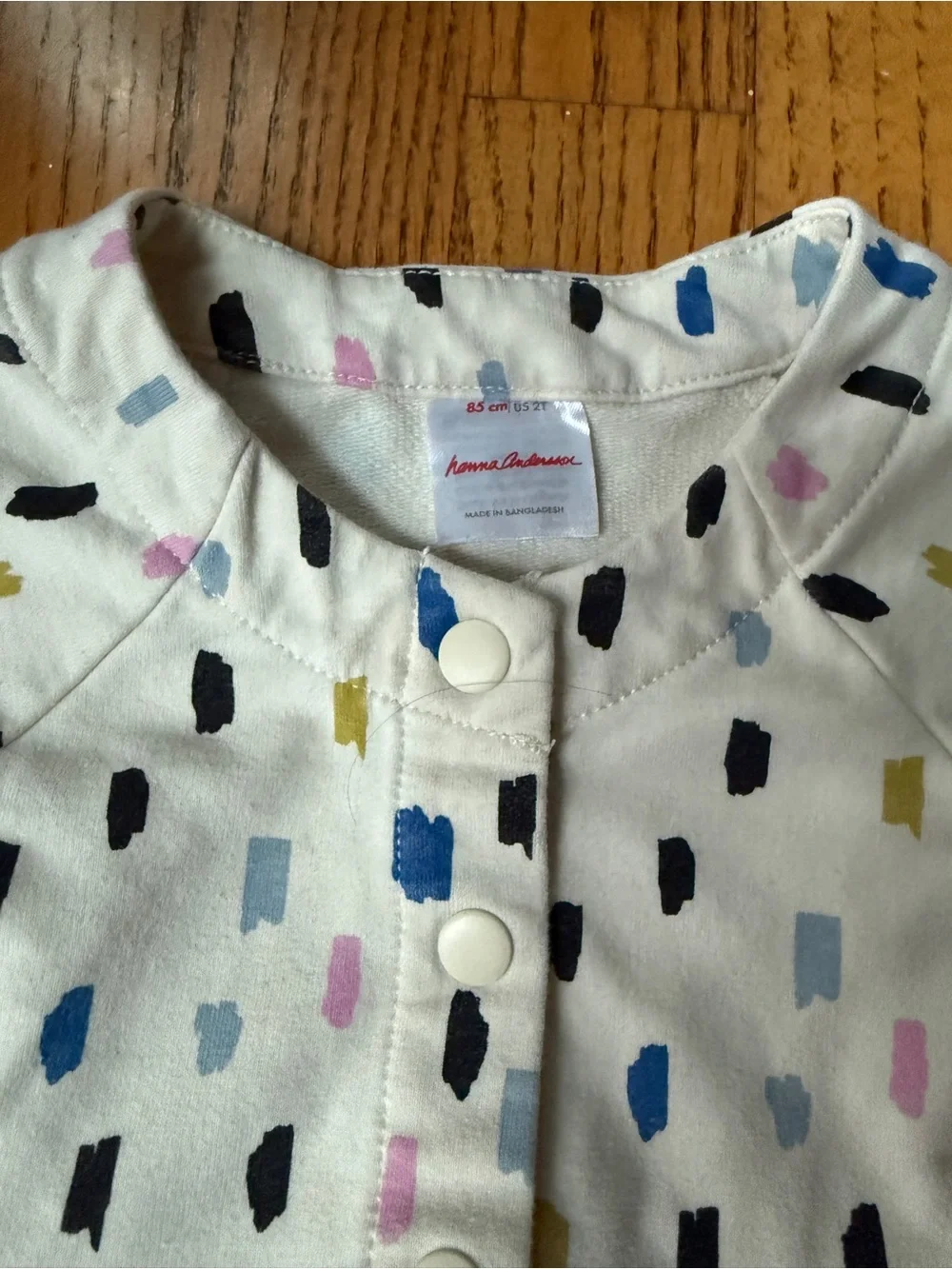 Hanna Andersson White Dress & Leggings Set with Blue, Pink, Black and Gold Dots